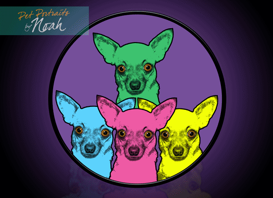 pop art painting of chihuahua named Radar